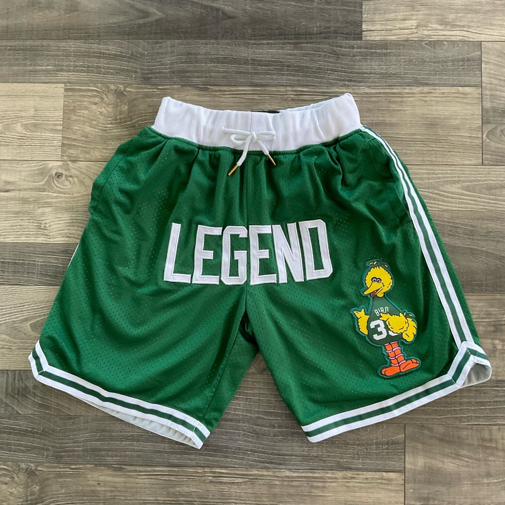 Just Don Larry Bird 33 Big Bird Legend Shorts Men’s SMALL Boston Celtics Green